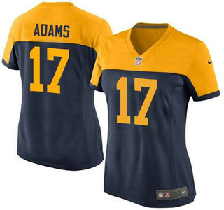 Women's Green Bay Packers #17 Davante Adams Navy Blue With Gold NFL Nike Game Jersey