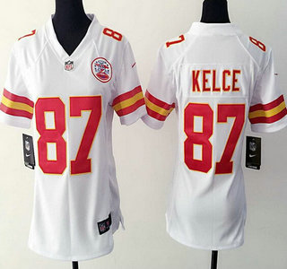 Women's Kansas City Chiefs #87 Travis Kelce White Road NFL Nike Game Jersey