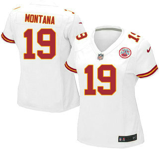 Women's Kansas City Chiefs #19 Joe Montana White Retired Player NFL Nike Game Jersey