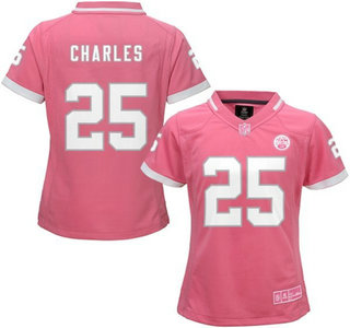 Women's Kansas City Chiefs #25 Jamaal Charles Pink Bubble Gum 2015 NFL Jersey