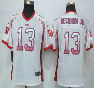 Women's New York Giants #13 Odell Beckham Jr White Drift Fashion NFL Nike Jersey