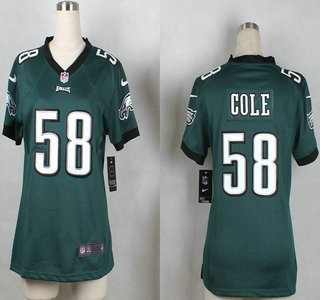 Women's Philadelphia Eagles #58 Trent Cole Nike Green Game Jersey