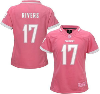 Women's San Diego Chargers #17 Philip Rivers Pink Bubble Gum 2015 NFL Jersey