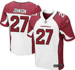 Men's Arizona Cardinals #27 Chris Johnson White Road NFL Nike Elite Jersey