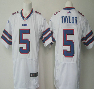 Men's Buffalo Bills #5 Tyrod Taylor White Road NFL Nike Elite Jersey