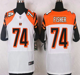 Men's Cincinnati Bengals #74 Jake Fisher White Road NFL Nike Elite Jersey