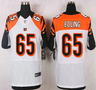 Men's Cincinnati Bengals #65 Clint Boling White Road NFL Nike Elite Jersey