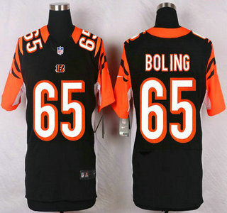 Men's Cincinnati Bengals #65 Clint Boling Black Team Color NFL Nike Elite Jersey