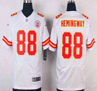 Men's Kansas City Chiefs #88 Junior Hemingway White Road NFL Nike Elite Jersey