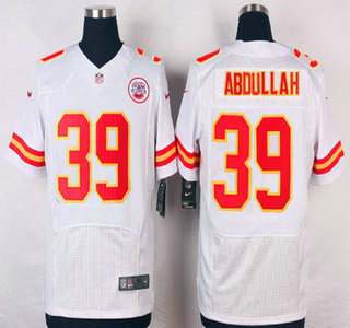 Men's Kansas City Chiefs #39 Husain Abdullah White Road NFL Nike Elite Jersey