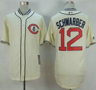 Men's Chicago Cubs #12 Kyle Schwarber Cream 1929 Turn Back The Clock Jersey