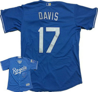 Men's Kansas City Royals #17 Wade Davis Alternate Light Blue 2015 MLB Cool Base Jersey