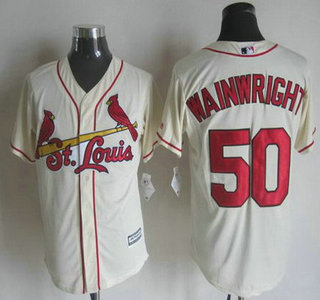 Men's St. Louis Cardinals #50 Adam Wainwright Alternate Cream 2015 MLB Cool Base Jersey