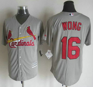 Men's St. Louis Cardinals #16 Kolten Wong Away Gray 2015 MLB Cool Base Jersey