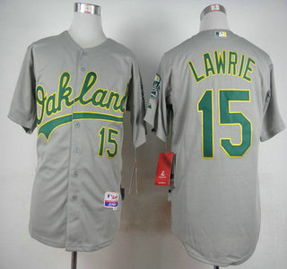 Men's Oakland Athletics #15 Brett Lawrie Gray Jersey