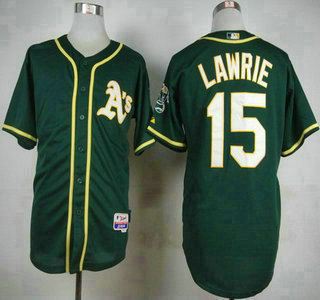 Men's Oakland Athletics #15 Brett Lawrie 2014 Dark Green Jersey