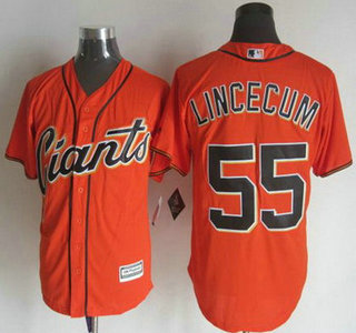 Men's San Francisco Giants #55 Tim Lincecum Alternate Orange 2015 MLB Cool Base Jersey