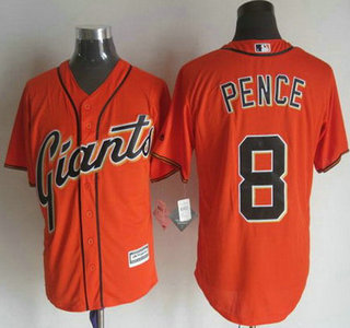 Men's San Francisco Giants #8 Hunter Pence Alternate Orange 2015 MLB Cool Base Jersey