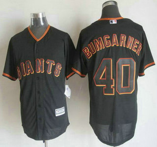 Men's San Francisco Giants #40 Madison Bumgarner Alternate Black 2015 MLB Cool Base Jersey