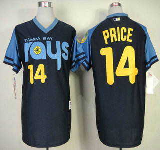 Tampa Bay Rays #14 David Price 1970's Turn Back The Clock Navy Blue Jersey