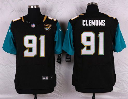 Men's Jacksonville Jaguars #91 Chris Clemons Black Team Color NFL Nike Elite Jersey