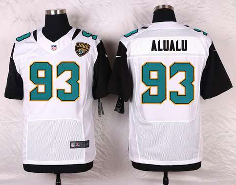 Men's Jacksonville Jaguars #93 Tyson Alualu White Road NFL Nike Elite Jersey