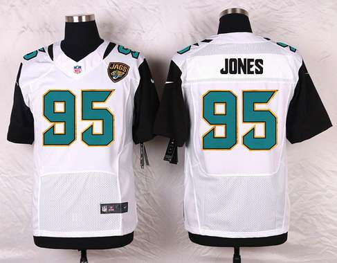 Men's Jacksonville Jaguars #95 Abry Jones White Road NFL Nike Elite Jersey