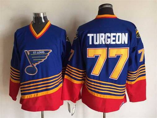 Men's St. Louis Blues #77 Pierre Turgeon 1995-96 Blue CCM Vintage Throwback Jersey