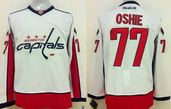 Men's Washington Capitals #77 T.J. Oshie White Away NHL Reebok Jersey