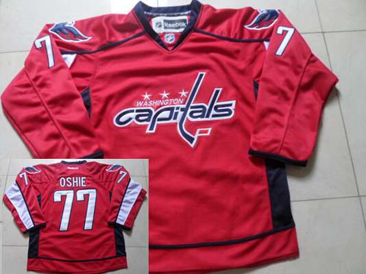 Men's Washington Capitals #77 T.J. Oshie Red Home NHL Reebok Jersey