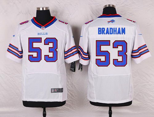 Men's Buffalo Bills #53 Nigel Bradham White Road NFL Nike Elite Jersey