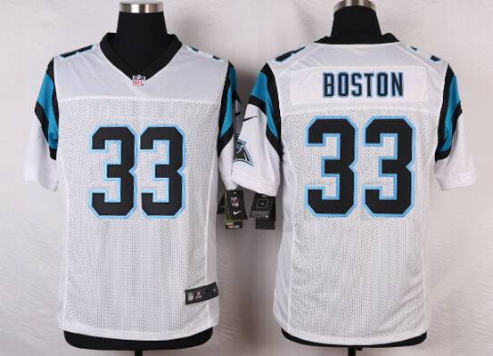 Men's Carolina Panthers #33 Tre Boston White Road NFL Nike Elite Jersey