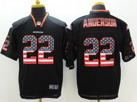 Men's Denver Broncos #22 C. J. Anderson Black USA Flag Fashion NFL Nike Elite Jersey