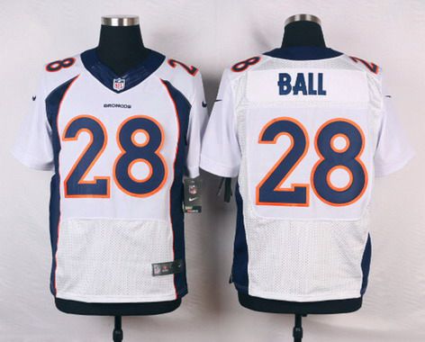 Men's Denver Broncos #28 Montee Ball White Road NFL Nike Elite Jersey