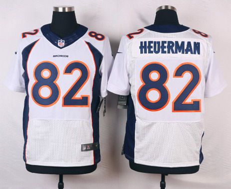 Men's Denver Broncos #82 Jeff Heuerman White Road NFL Nike Elite Jersey