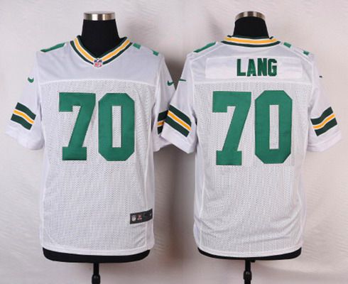 Men's Green Bay Packers #70 T. J. Lang White Road NFL Nike Elite Jersey