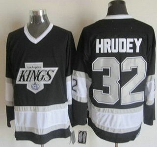 Men's Los Angeles Kings #32 Kelly Hrudey 1992-93 Black CCM Vintage Throwback Jersey