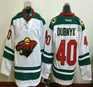 Men's Minnesota Wild #40 Devan Dubnyk Reebok White Away Premier Jersey