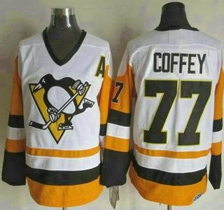 Men's Pittsburgh Penguins #77 Paul Coffey 1988-89 White CCM Vintage Throwback Jersey