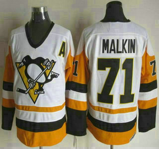 Men's Pittsburgh Penguins #71 Evgeni Malkin 1988-89 White CCM Vintage Throwback Jersey