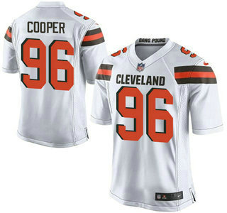 Men's Cleveland Browns Brown #96 Xavier Cooper White Road 2015 NFL Nike Elite Jersey