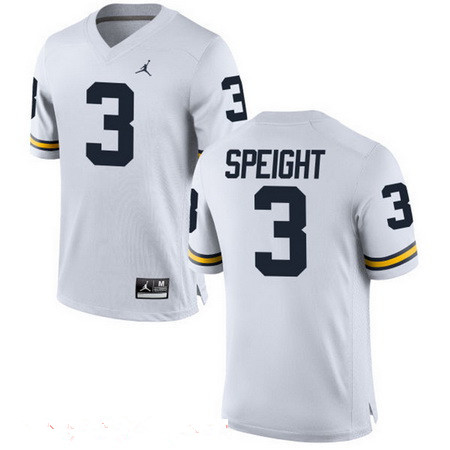 Men's Michigan Wolverines #3 Wilton Speight White Stitched College Football Brand Jordan NCAA Jersey