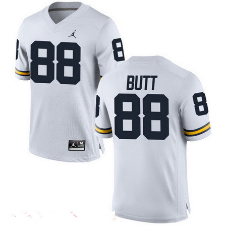 Men's Michigan Wolverines #88 Jake Butt White Stitched College Football Brand Jordan NCAA Jersey