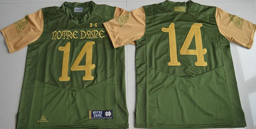 Men's Notre Dame Fighting Irish #14 DeShone Kizer Green Stitched College Football 2016 Shamrock Series Under Armour NCAA Jersey