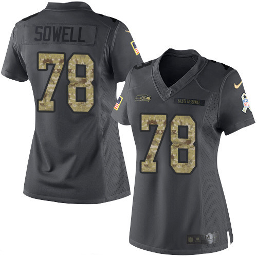 Women's Seattle Seahawks #78 Bradley Sowell Black Anthracite 2016 Salute To Service Stitched NFL Nike Limited Jersey