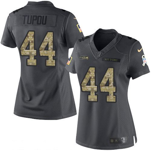 Women's Seattle Seahawks #44 Tani Tupou Black Anthracite 2016 Salute To Service Stitched NFL Nike Limited Jersey