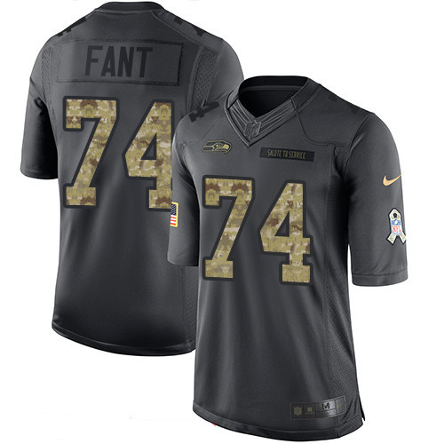 Men's Seattle Seahawks #74 George Fant Black Anthracite 2016 Salute To Service Stitched NFL Nike Limited Jersey