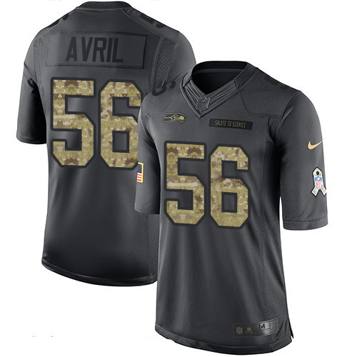 Men's Seattle Seahawks #56 Cliff Avril Black Anthracite 2016 Salute To Service Stitched NFL Nike Limited Jersey