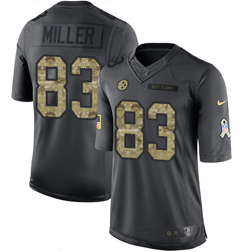 Men's Pittsburgh Steelers #83 Heath Miller Black Anthracite 2016 Salute To Service Stitched NFL Nike Limited Jersey