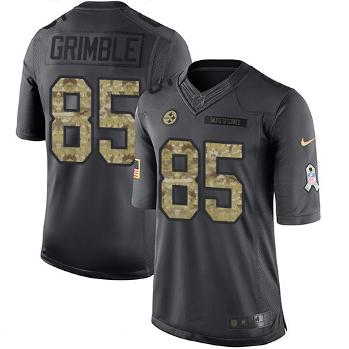 Men's Pittsburgh Steelers #85 Xavier Grimble Black Anthracite 2016 Salute To Service Stitched NFL Nike Limited Jersey